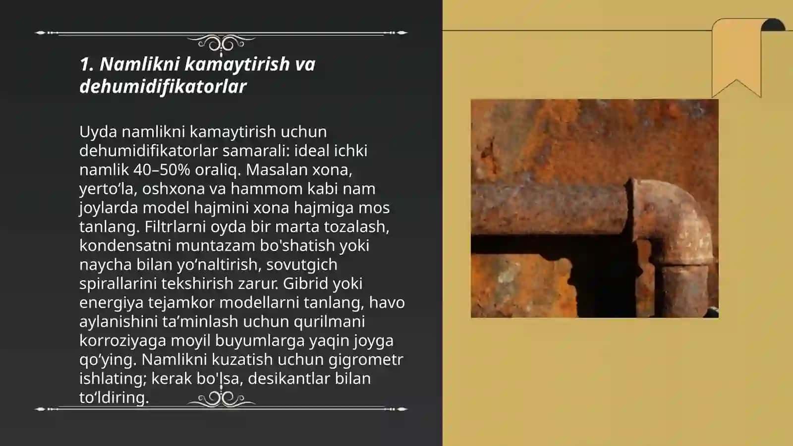 Uyda korroziyani kamaytirish yòllari 3