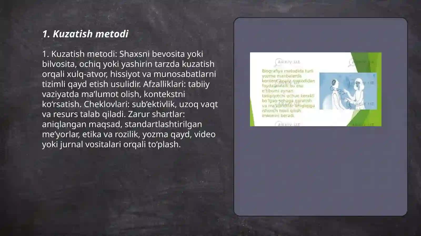 Shaxsni o'rganish metodlari 3