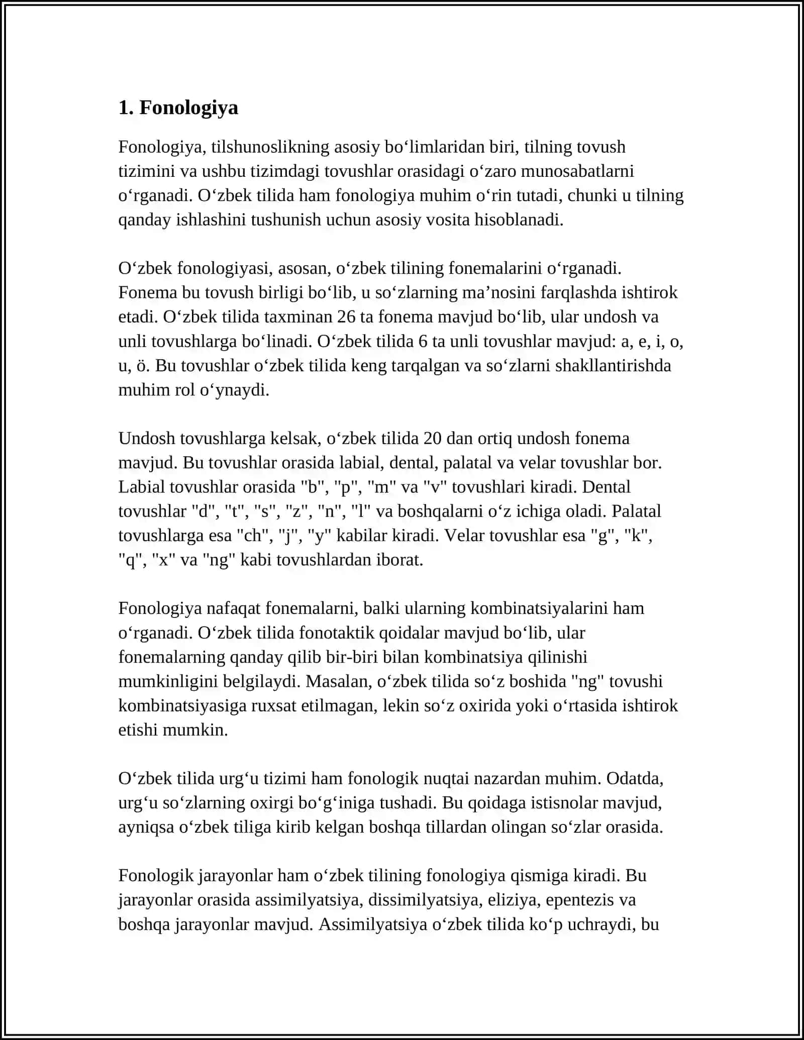 TILNING TASNIFI. TILSHUNOSLIK BO'LIMLARI 3