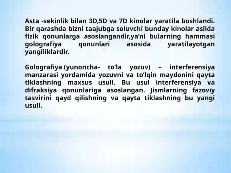 Optika fanidan Golografiya 3