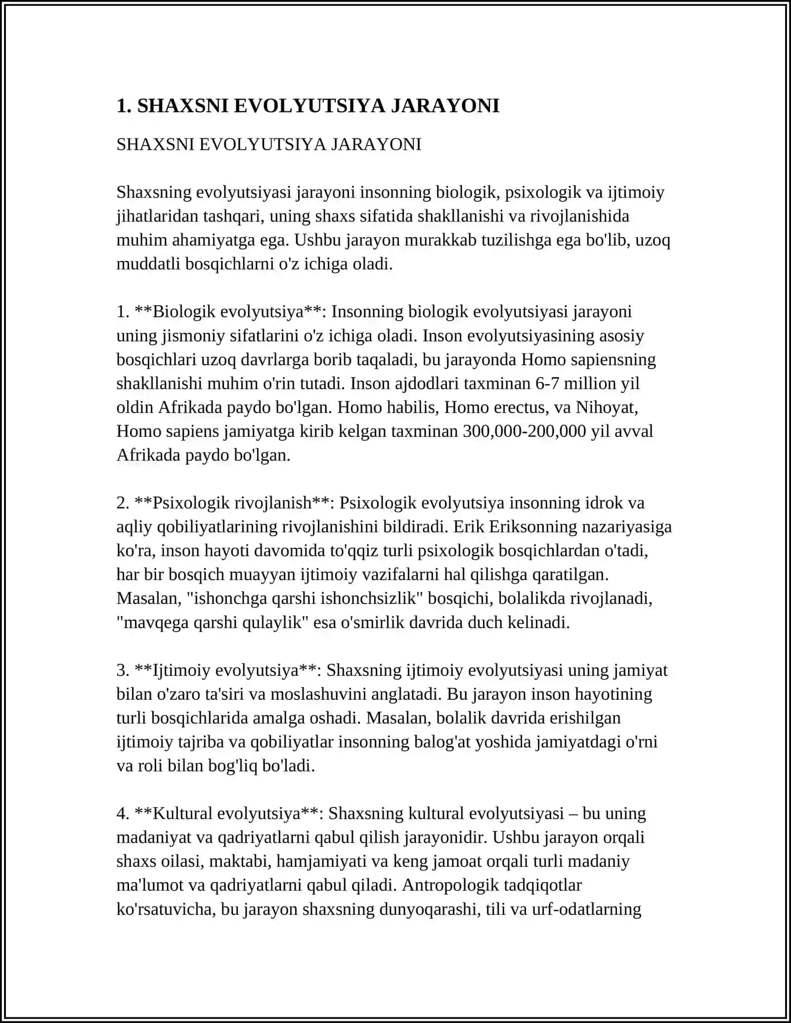 SHAXSNI EVOLUTSION JIHATDAN RIVOJLANISHI 3