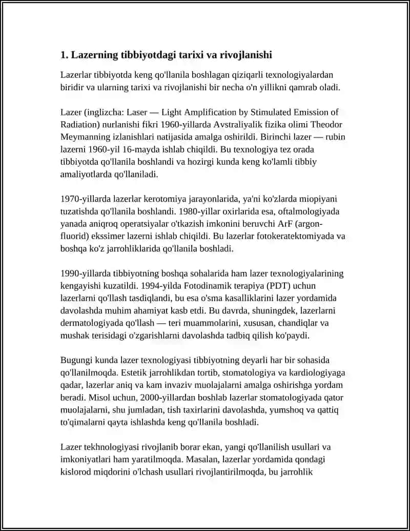LAZERNI TIBBIYOTDA QOLLASH 3