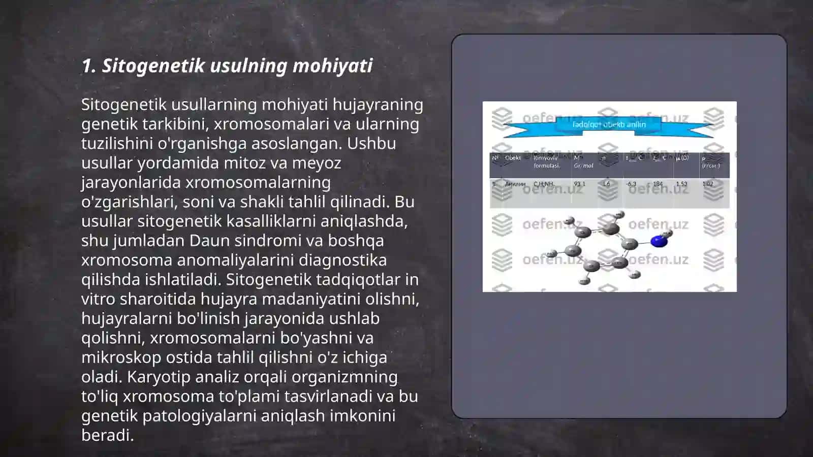 Odam genetikasini oʼrganish usullari Sitogenetik usul 3