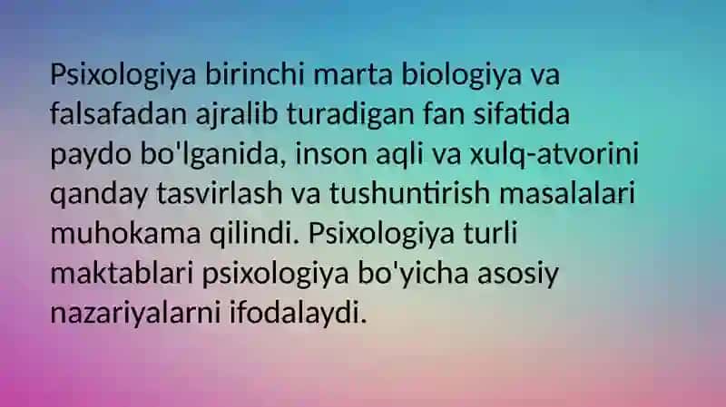 Psixologik maktablarning yuzaga kelishi tarixi 3