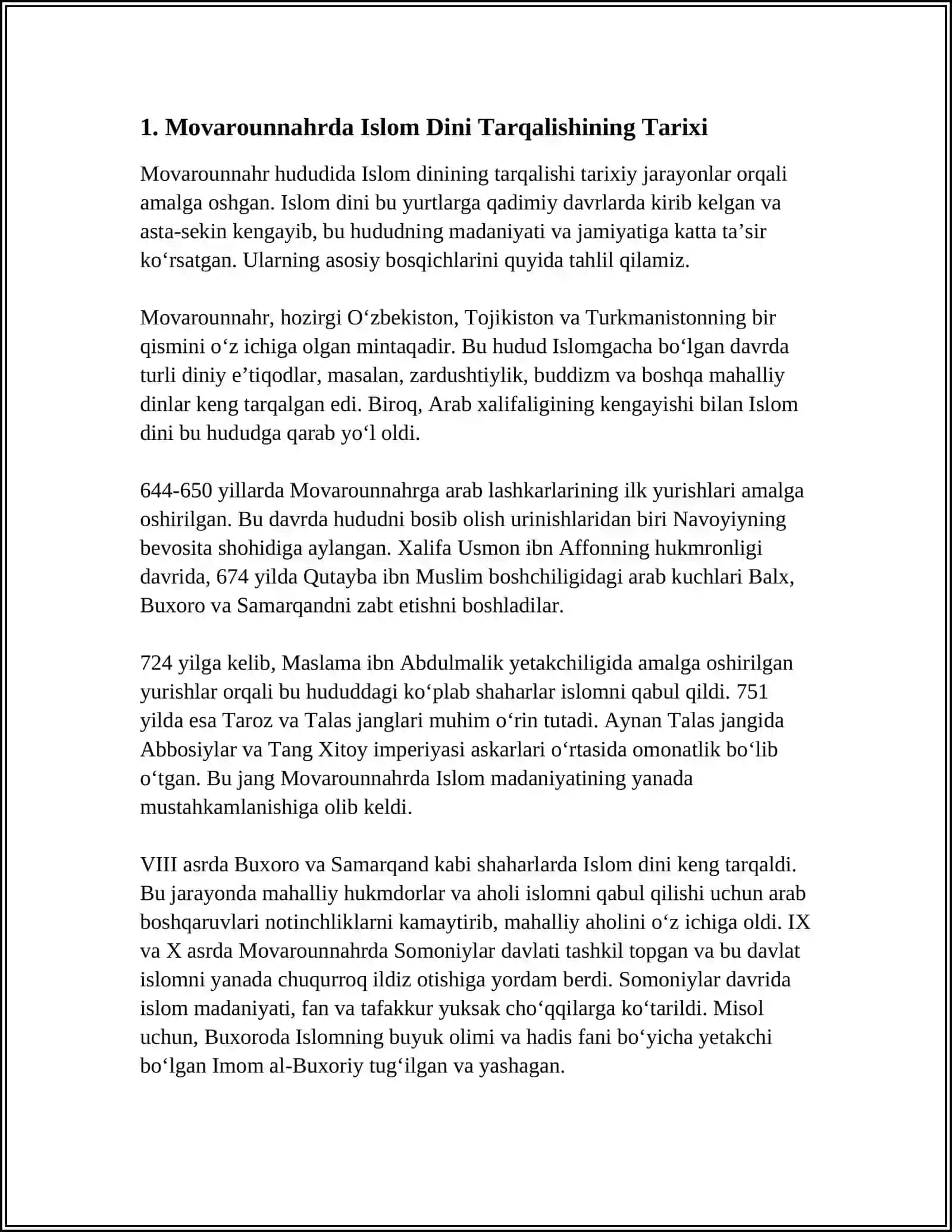 Islom tarixi Movarounnahrda 3