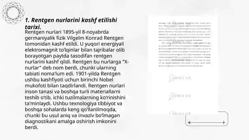 Rengen nurlarini oʻrganish tarixi 3