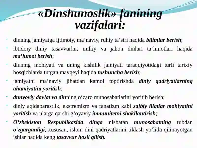 Dinshunoslik faniga kirish 3