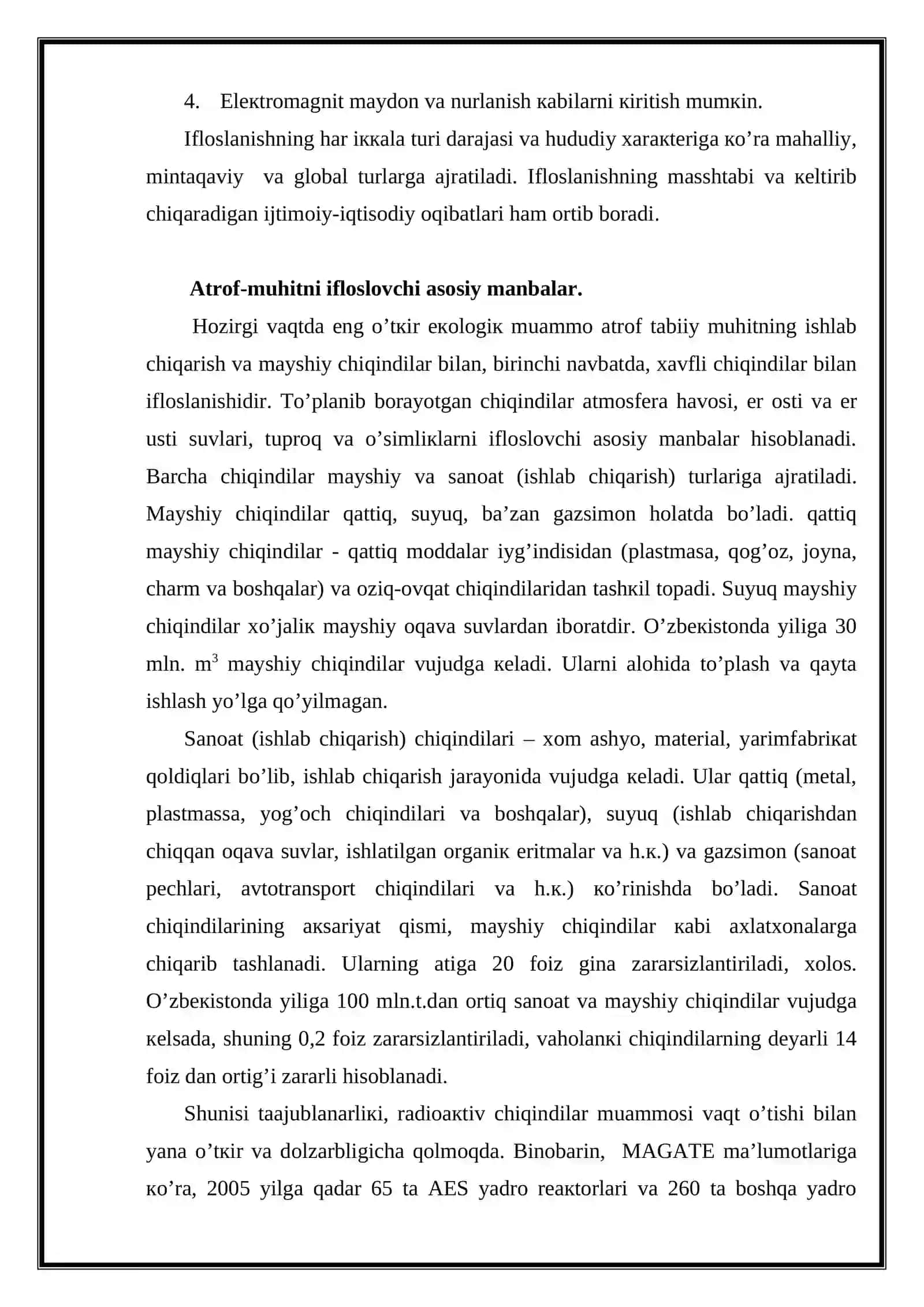 Аtrоf-muhitning iflоslаnishi vа ifloslanishning turlari 3