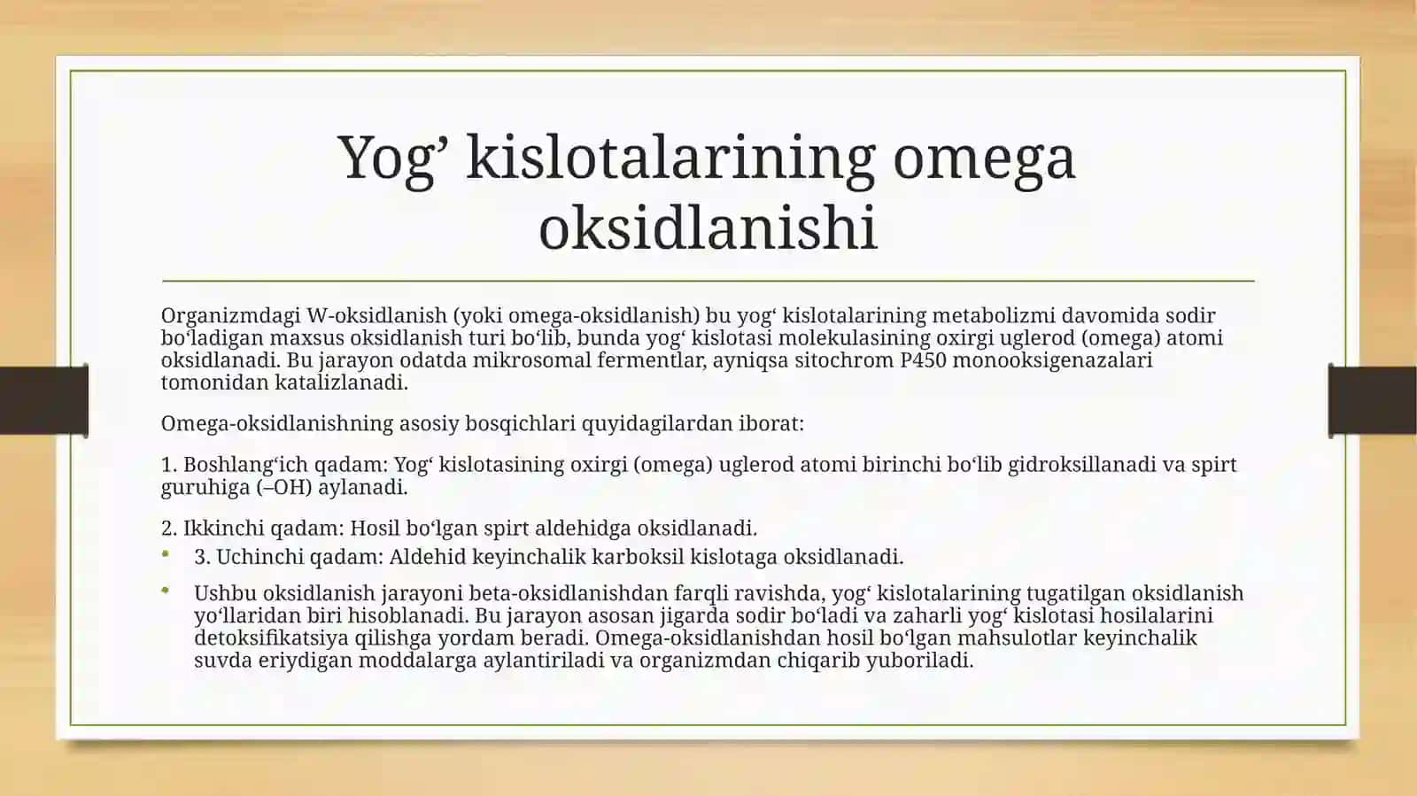Yog’kislotalarning w-oksidlanishi, ahamiyati, buzilishi 3