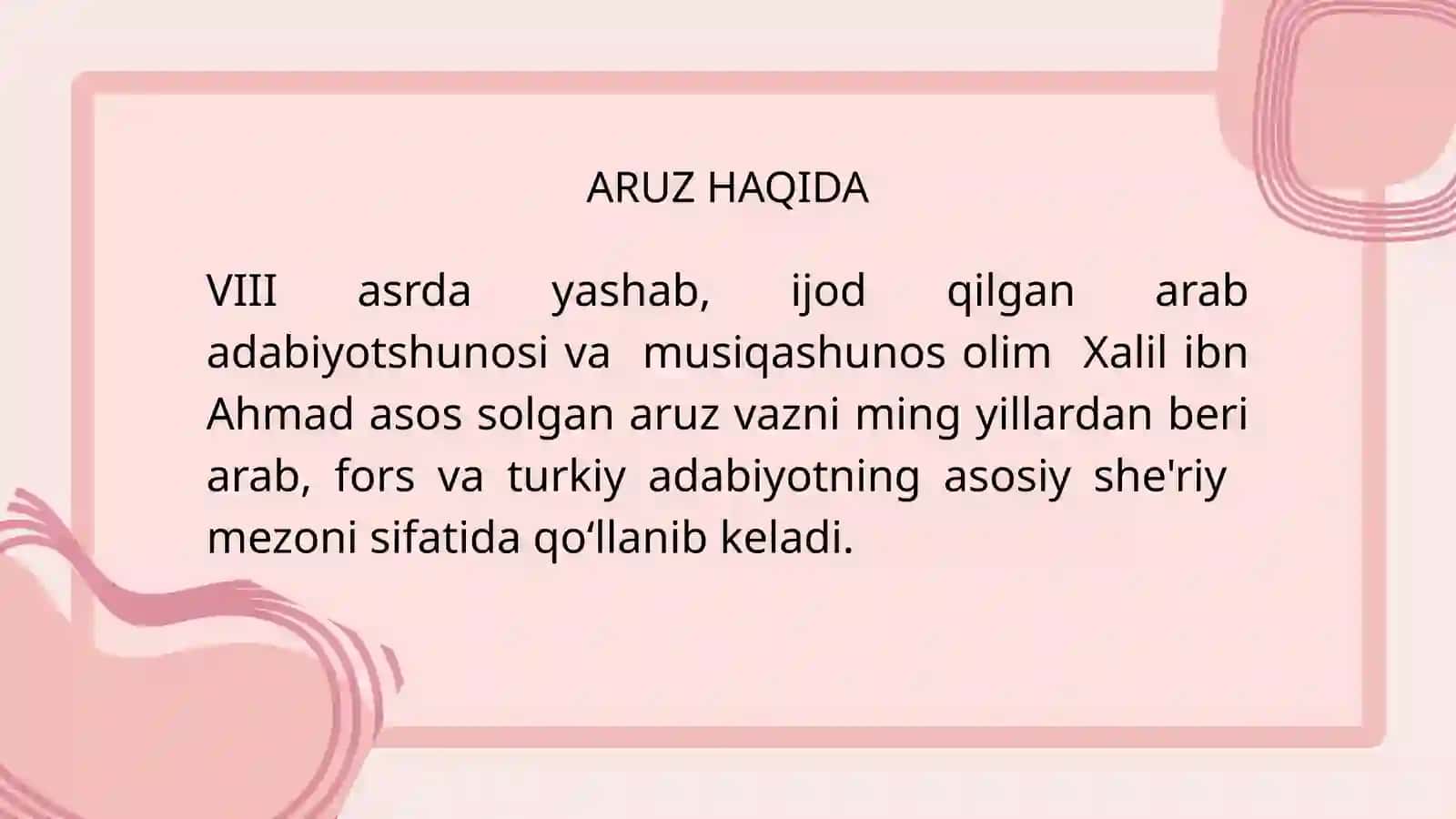 ARUZ VAZNIDAGI ASARLARNI IFODALI O‘QISH 3