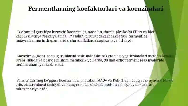 Fermentlar ishtirokida boradigan reaksiyalar 3