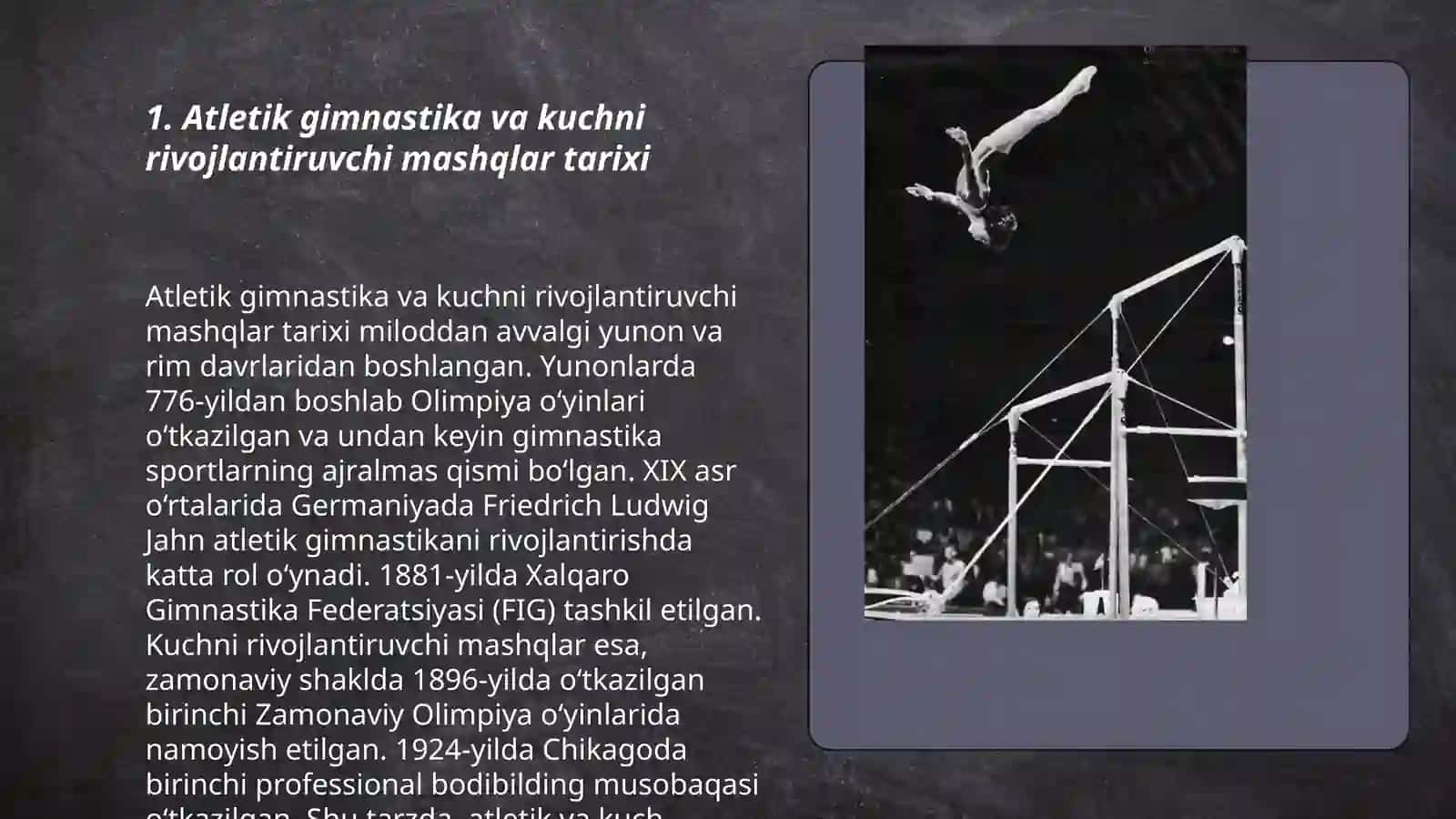 Atletik gimnastika va kuchni rivojlantiruvchi mashqlar tarixi 3