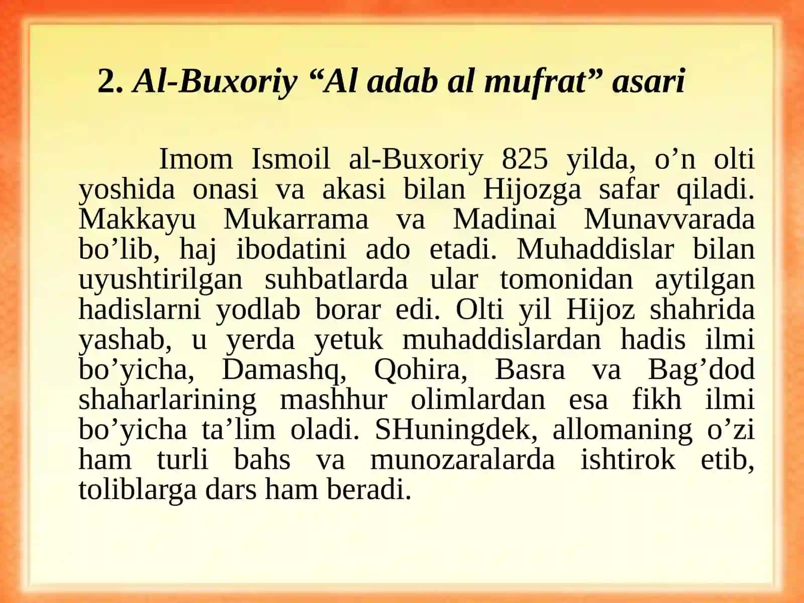 Imom Ismoil al-Buxoriyning Al-adab - al muftar asari 3
