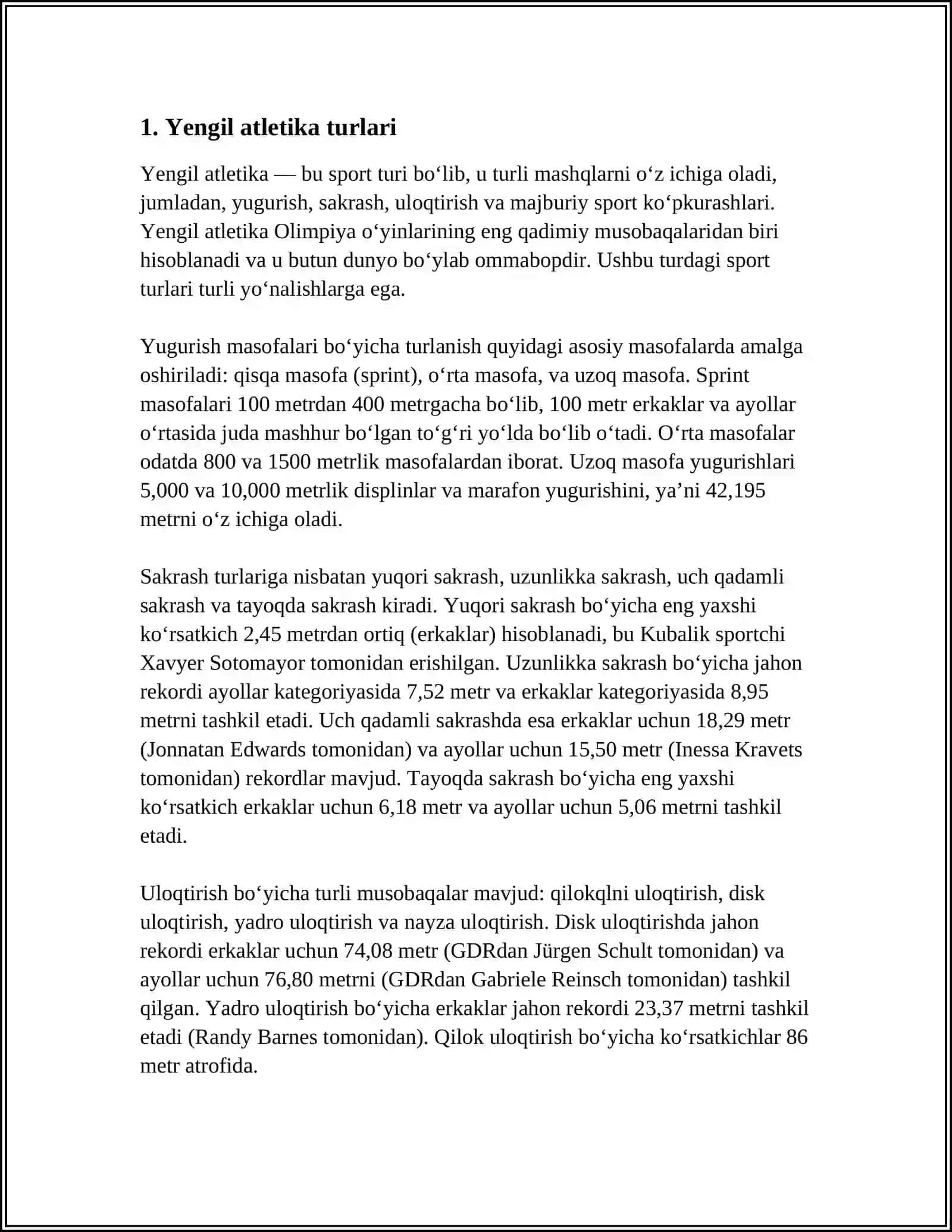 Referat: Yengil Atletika Turlari 3