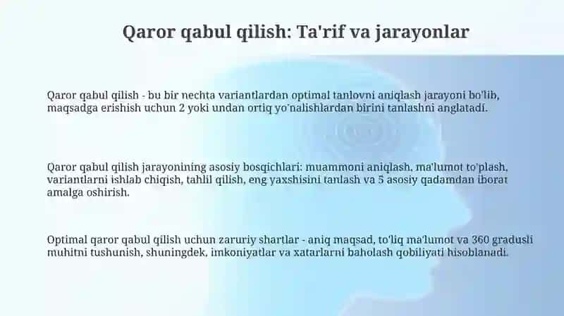 Qaror qabul qilish 3
