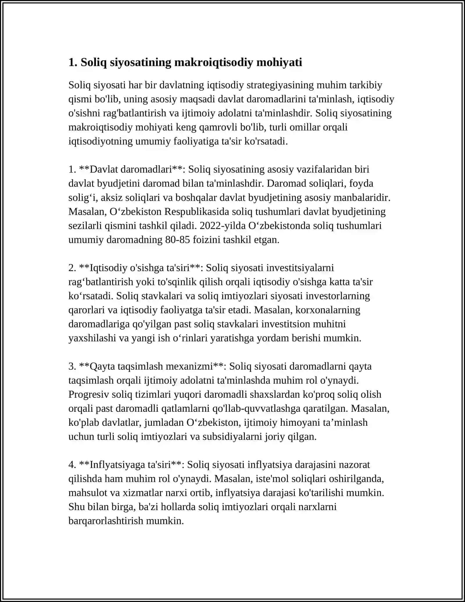 SOLIQLARNING MAKROIQTISODIY MOHIYATI VA RO'LI 3