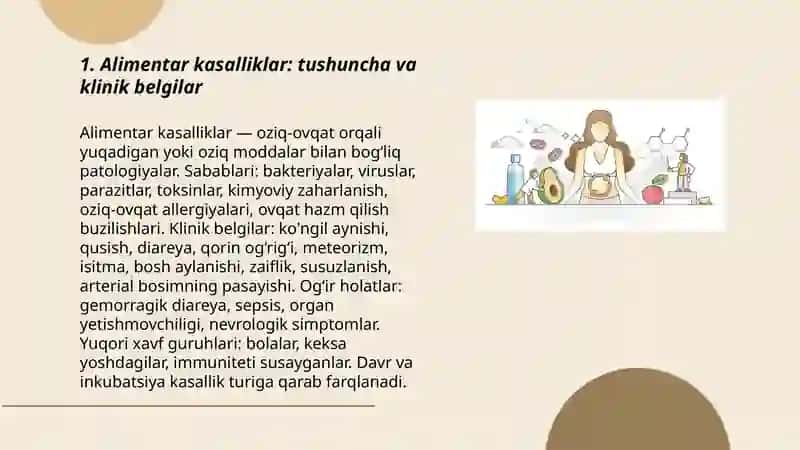 Alimentar kasalliklar. Ovqatdanzaharlanish turlari va ularningprofilaktikası 3