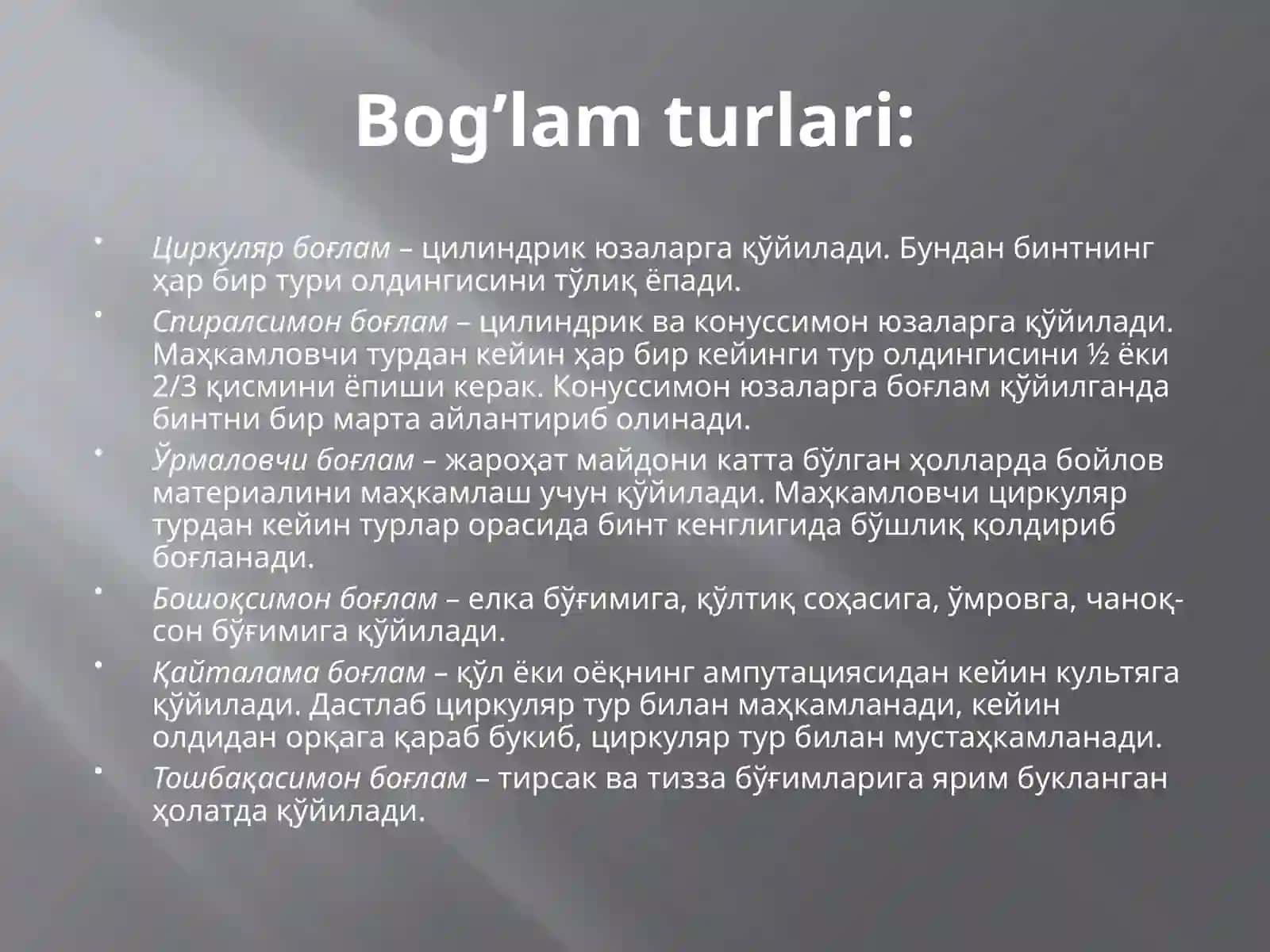 Desmurgiya va transport immobilizatsiyasi 3