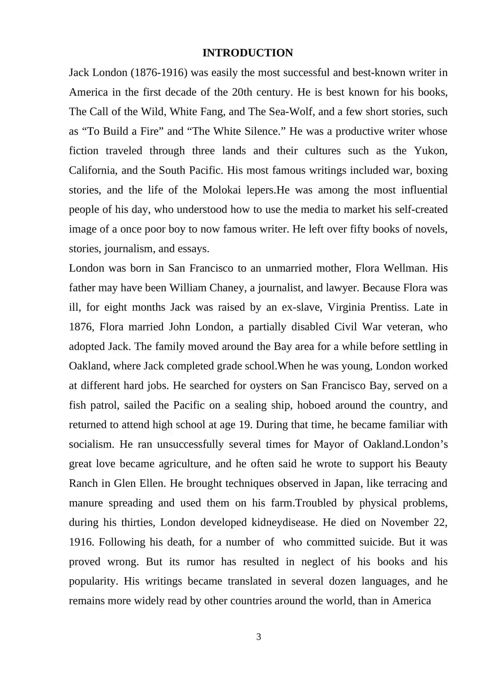 THE ROLE OF JACK LONDON IN THE LITERATURE OF THE 20TH CENTURY 3