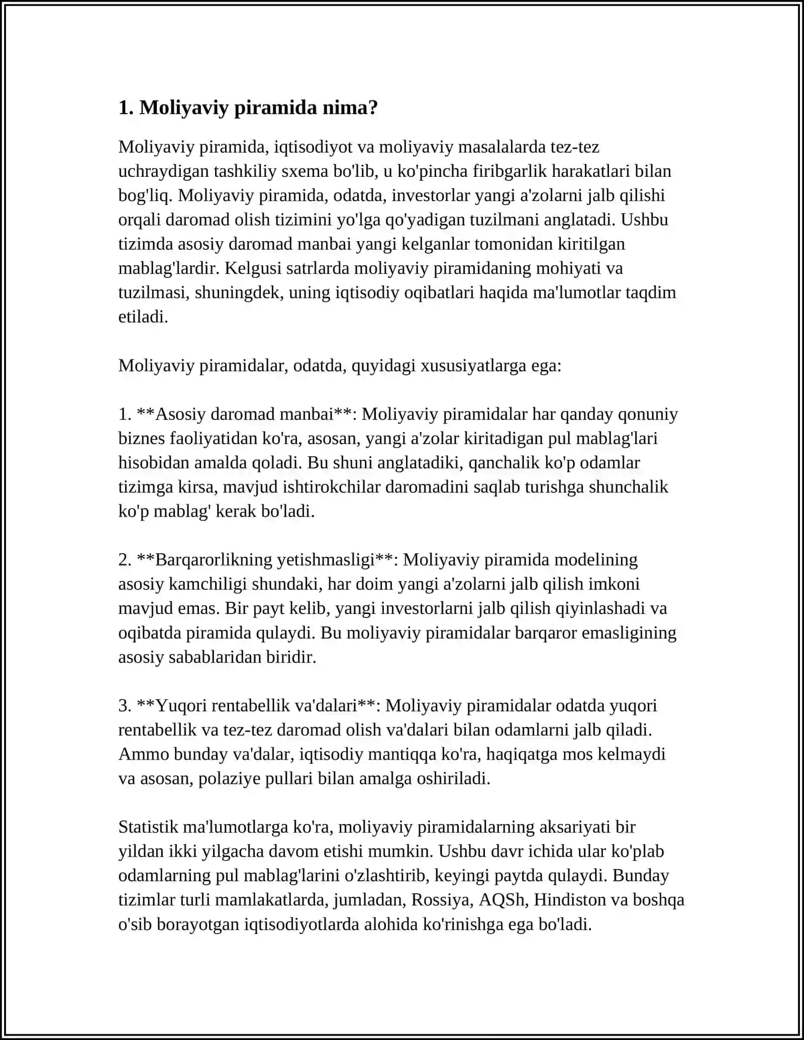 Moliyaviy piramida 3