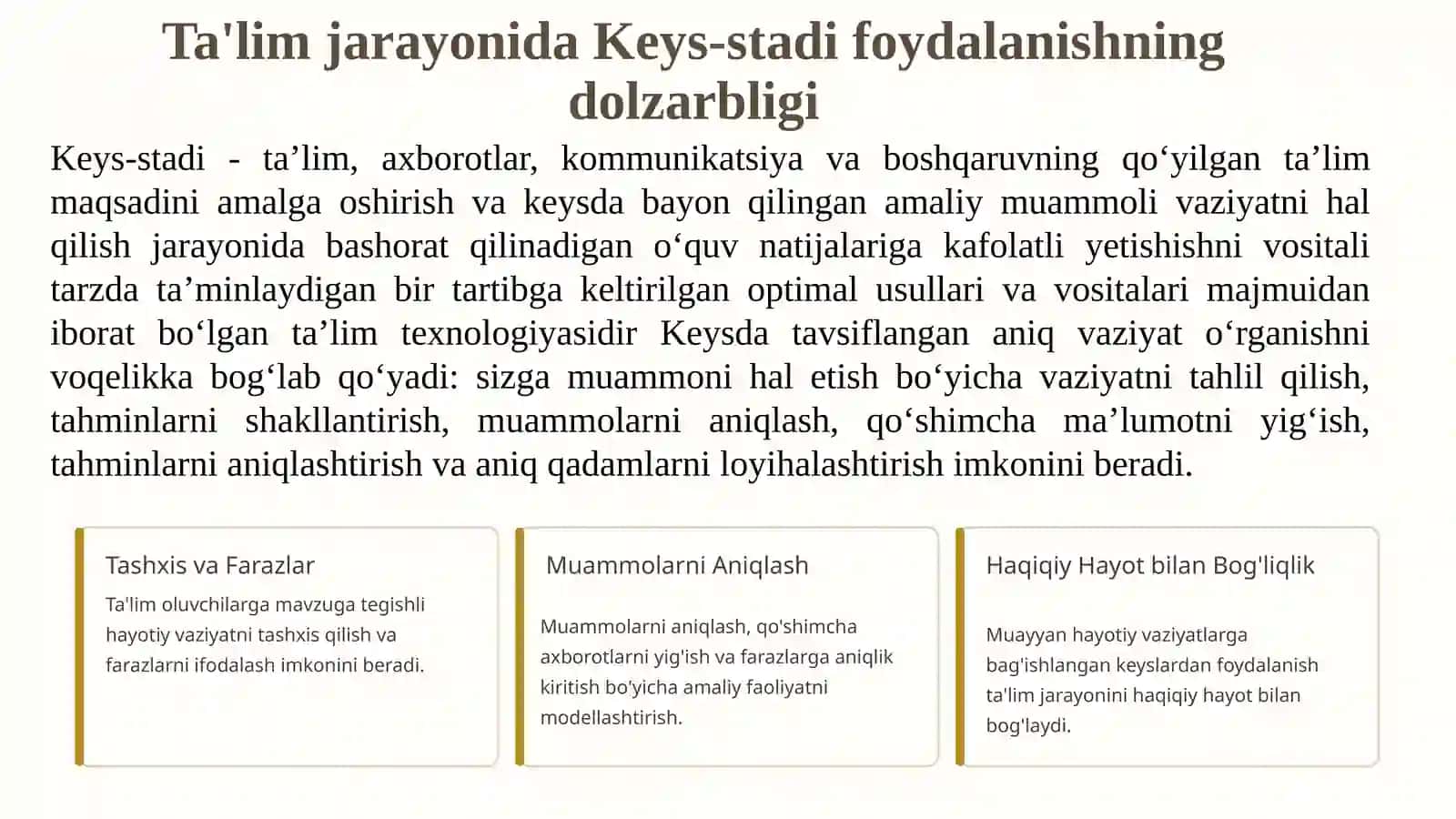 Oliy ta'limda amaliy matematikani Keys-Stadi asosida o'qitish metodikasi 3