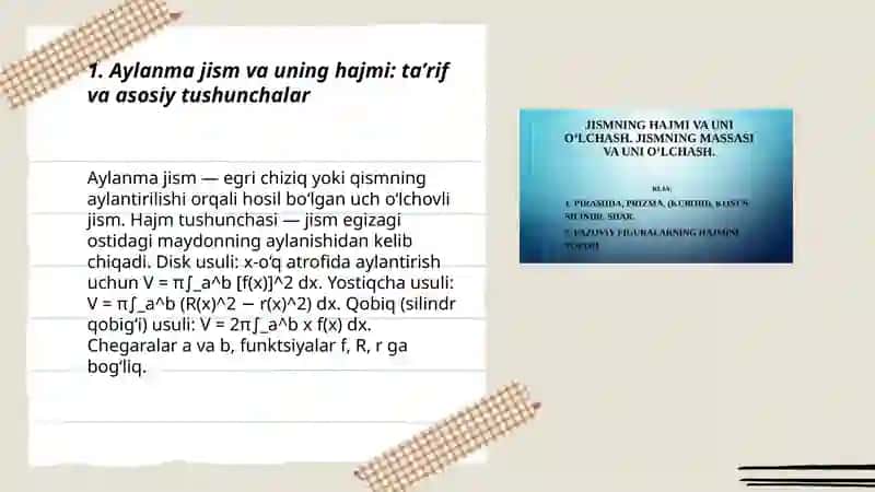 Aylanma jismning hajmi 3