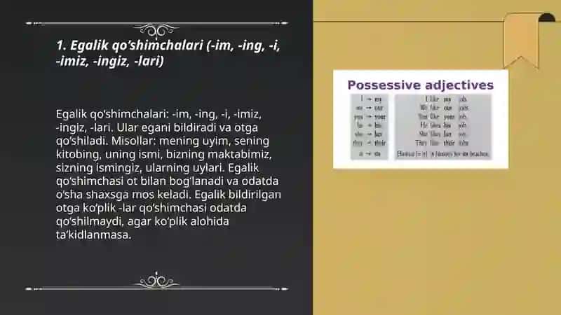 Egalik qo‘shimchalari 3