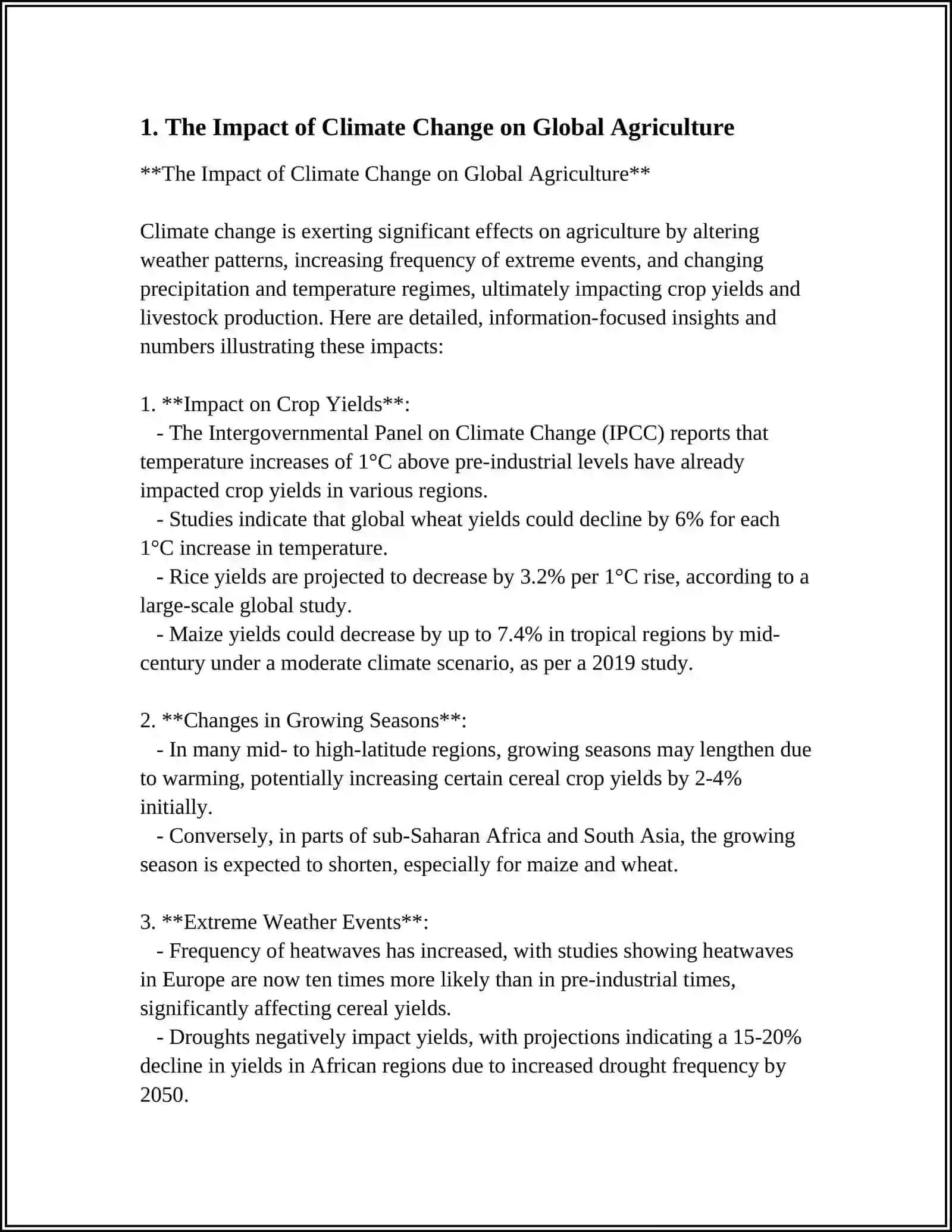 The Impact of Climate Change on Global Agriculture 3