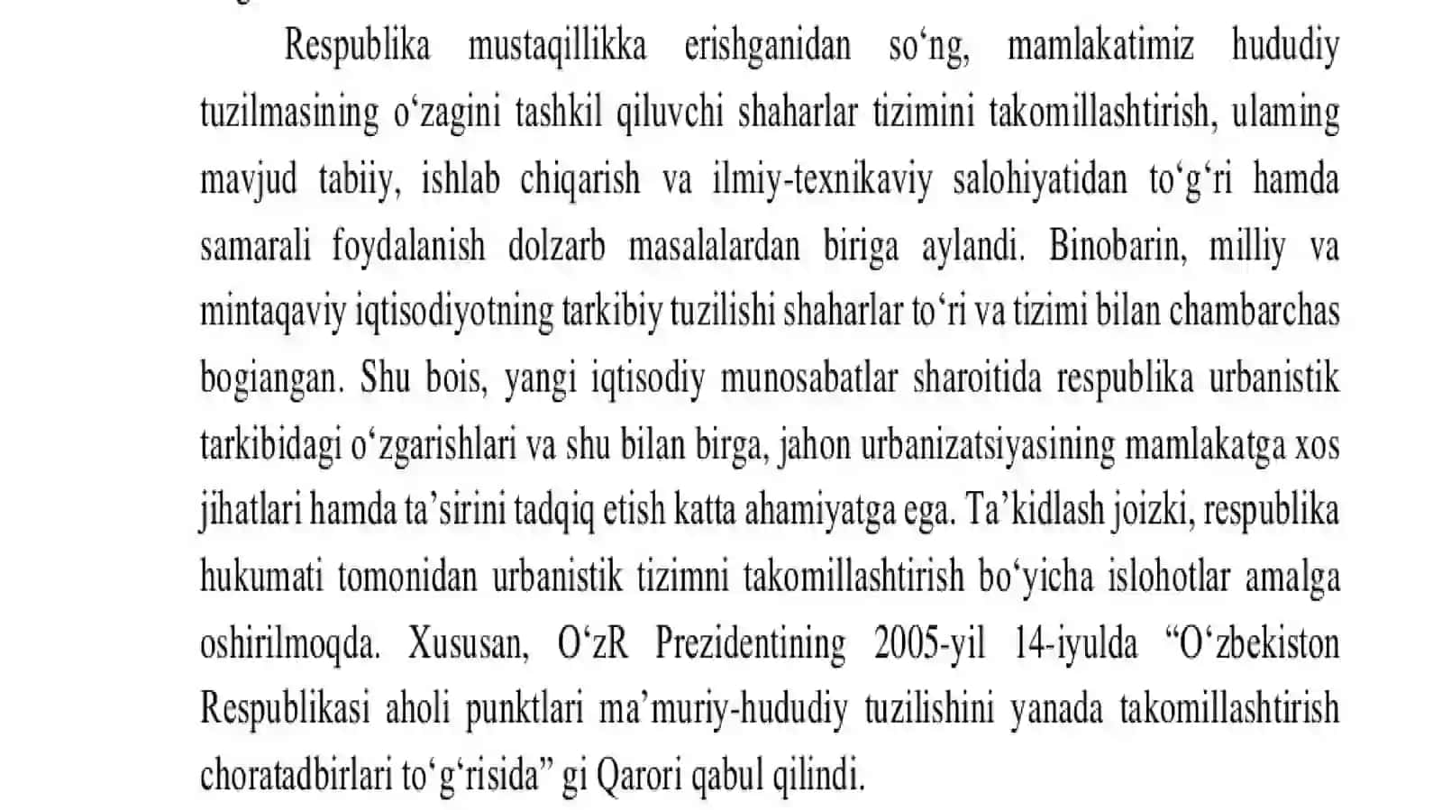 Mustaqillik davrida respublikamizda urbanizatsiya jarayoni xususiyatlari 3