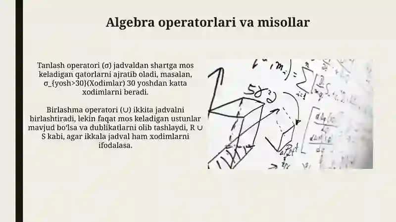 Relatsion algebra va relatsion hisob elementlari 3