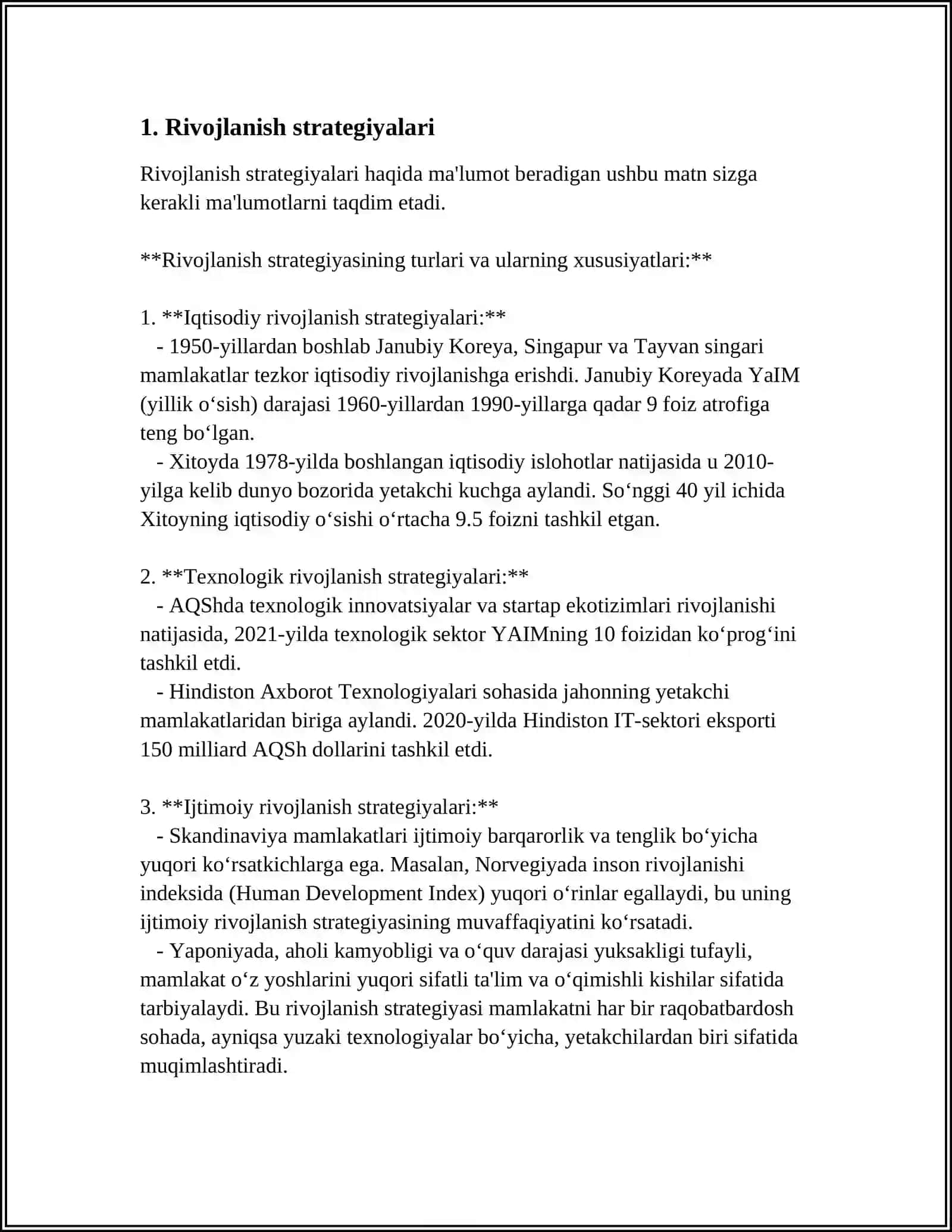 Rivojlanish strategiyalari 3