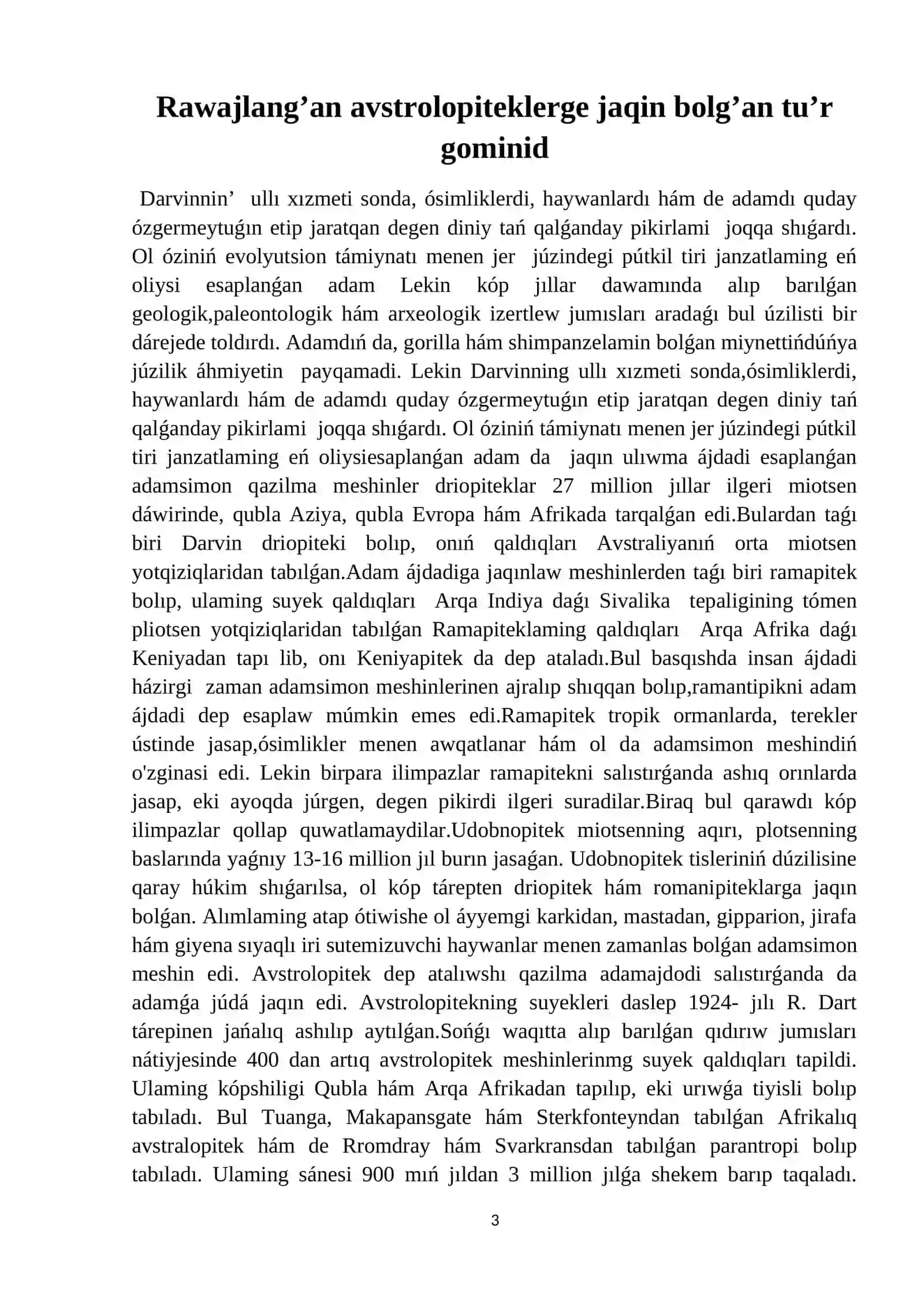 Rawajlang’an Avstrolopitekler 3