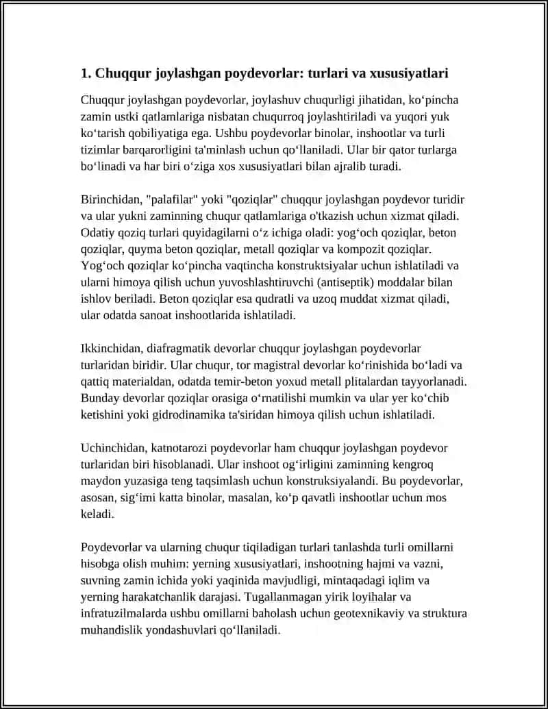 CHUQUR JOYLASHGAN POYDEVORLAR 3