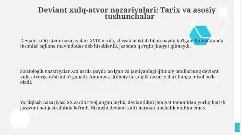 Deviant xulq-atvor nazariyalari 3