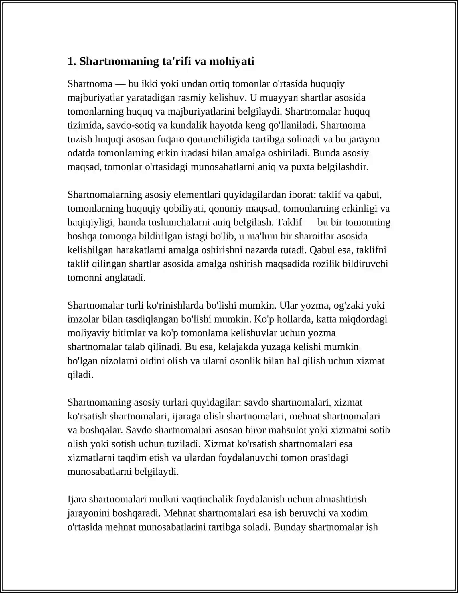 SHARTNOMA HAQIDA 3