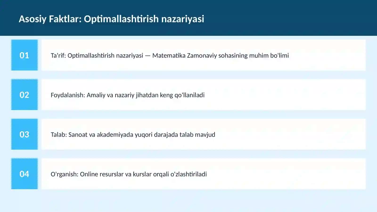 Optimallashtirish nazariyasi 3