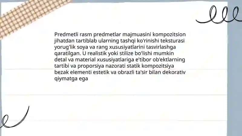 Predmetli rasm, mazmunli rasm, dekorativ rasm 3