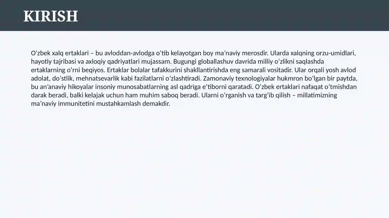 O’ZBEK XALQ ERTAKLARI 3