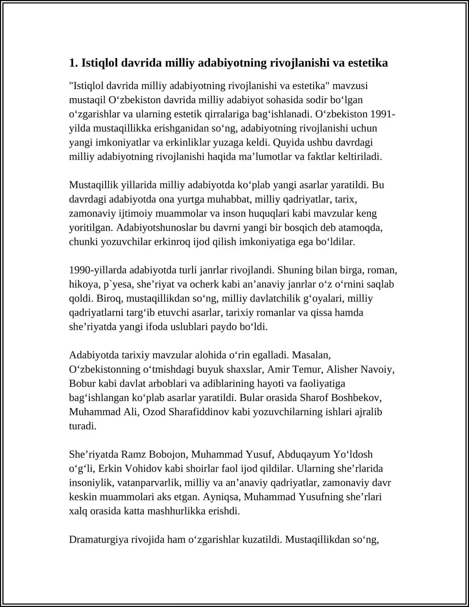 ISTIQLOL VA BUGUNGI ADABIY-ESTETIK QARASHLAR 3