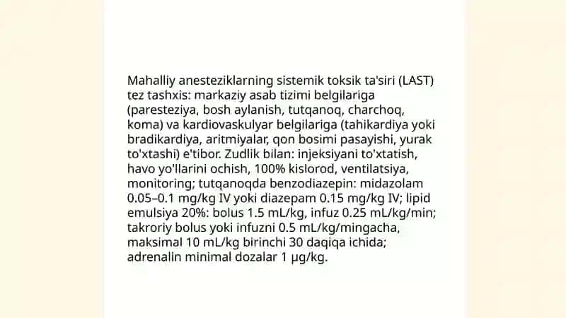 Mahalliy anesteziyada uchraydigan mahalliy asoratlar va ularni davolash printsiplari 3