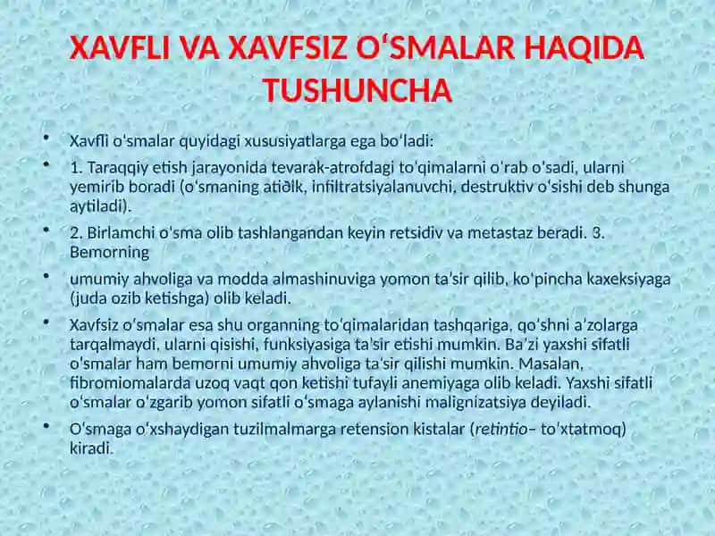 AYOLLAR JINSIY A’ZOLARIDA O’SMA OLDI VA O’SMA KASALLIKLARI 3