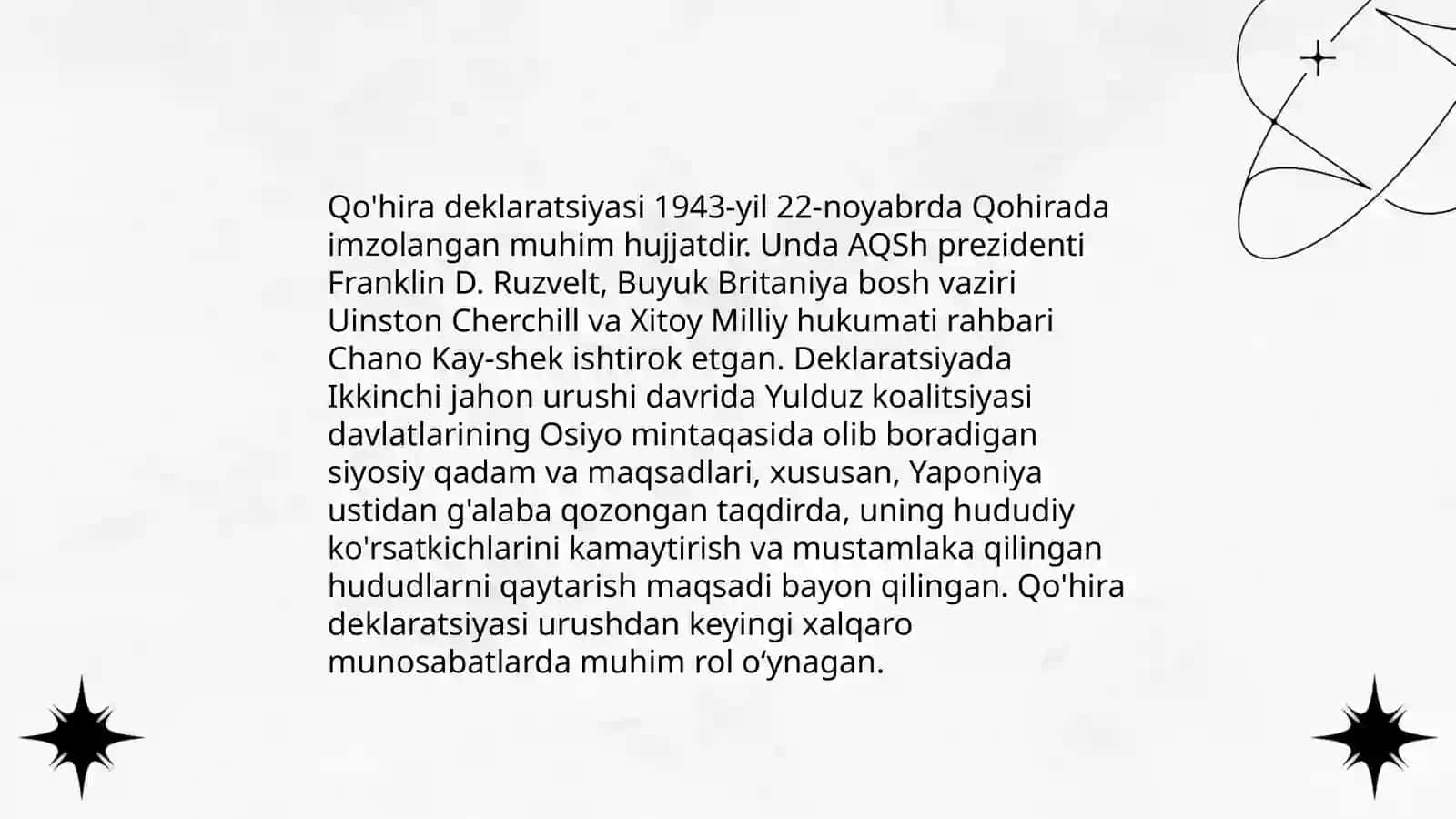Qohira deklaratsiyasi tarixi va mazmuni 3