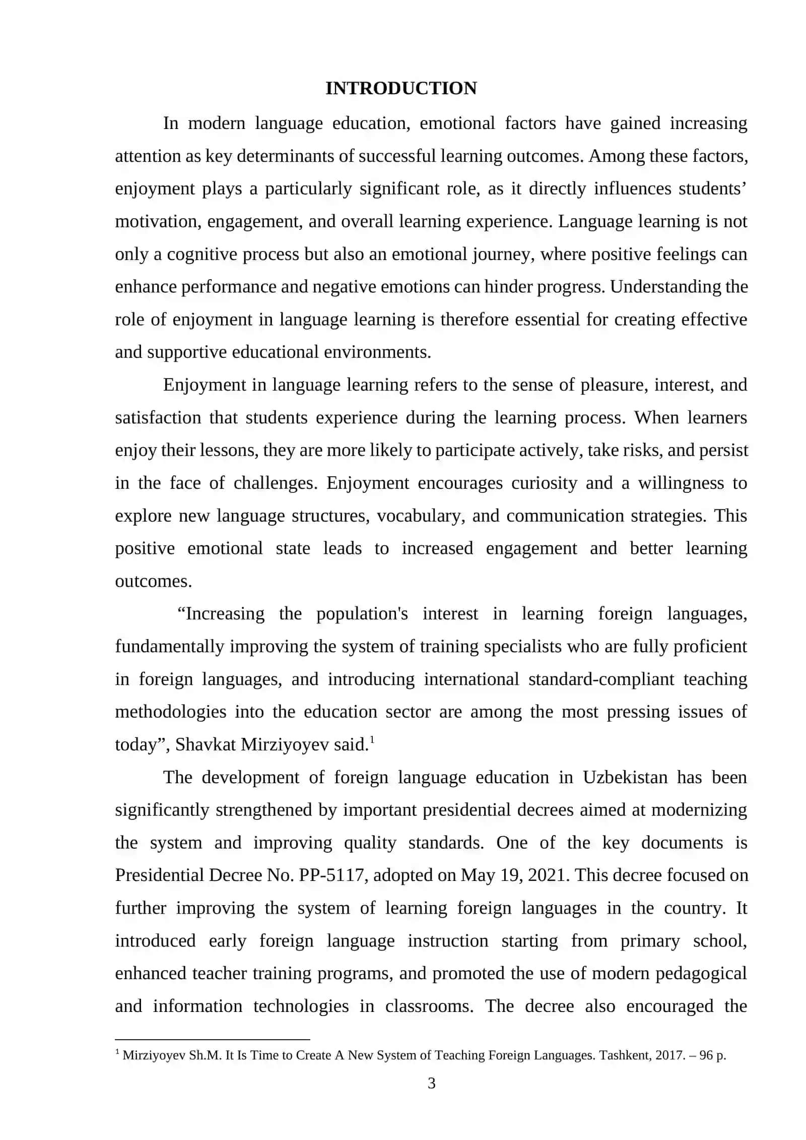 Course Paper on "The Role of Enjoyment in Language Learning" 3