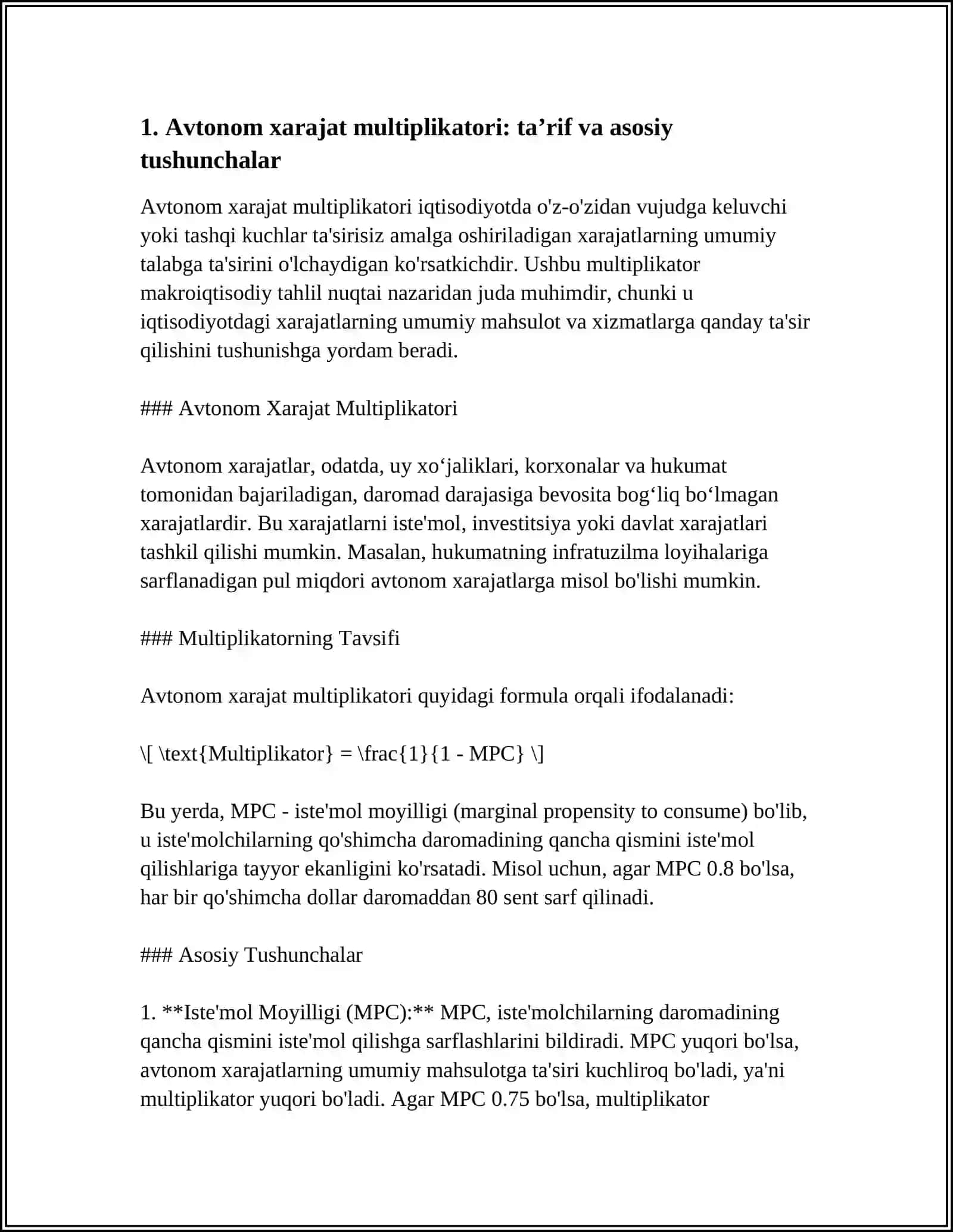 AVTONOM XARAJAT MULTIPLIKATOR 3