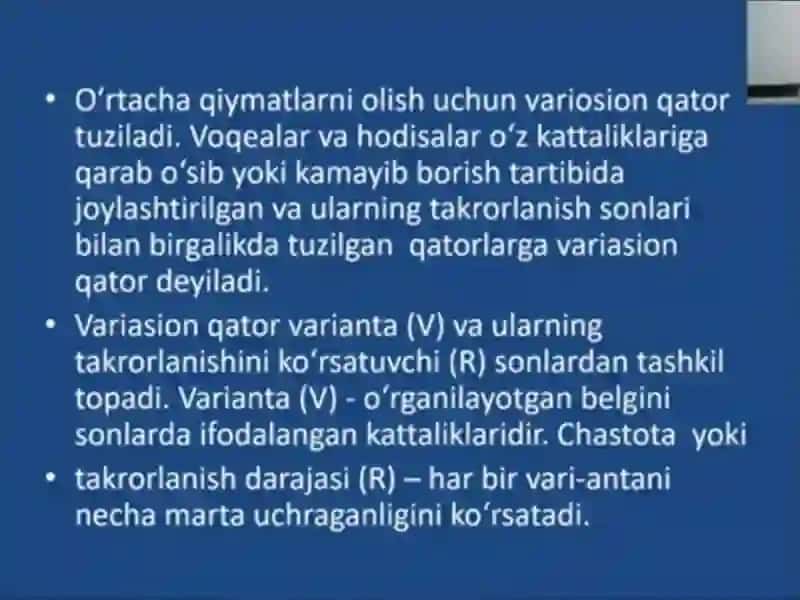 O’rtacha miqdorlar,turlari,hisoblash usullari,tibbiyotda qo’llanilishi. 3