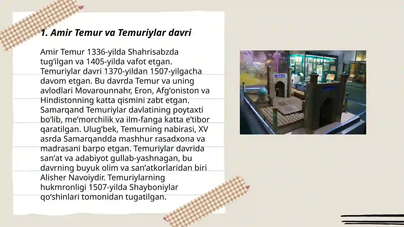 Temuriylar tarixi davlat muzeyi 3