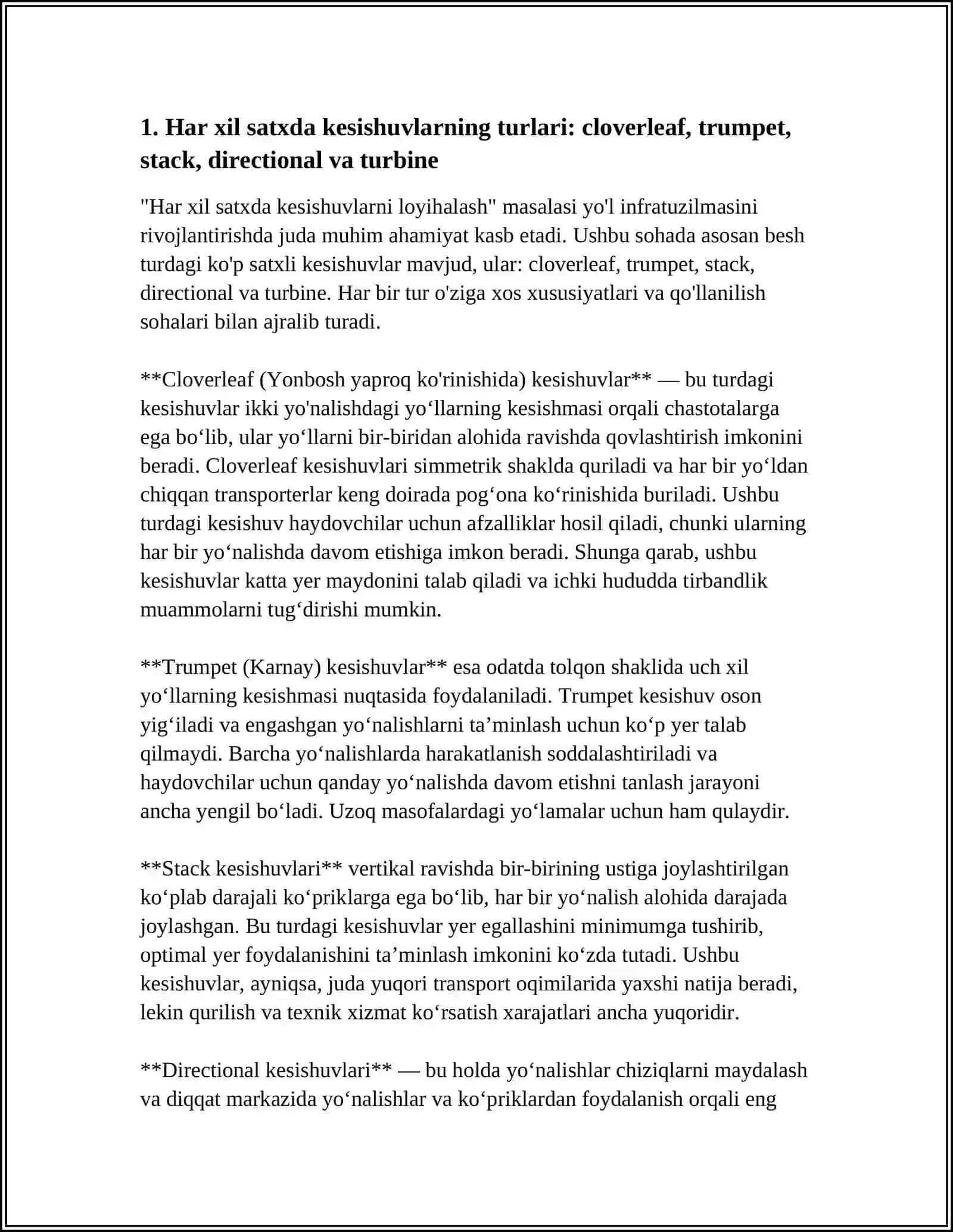 Har xil satxda kesishuvlarning turlari 3