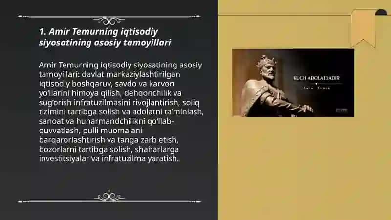 amir temurning iqtisodiy qarashlari 3