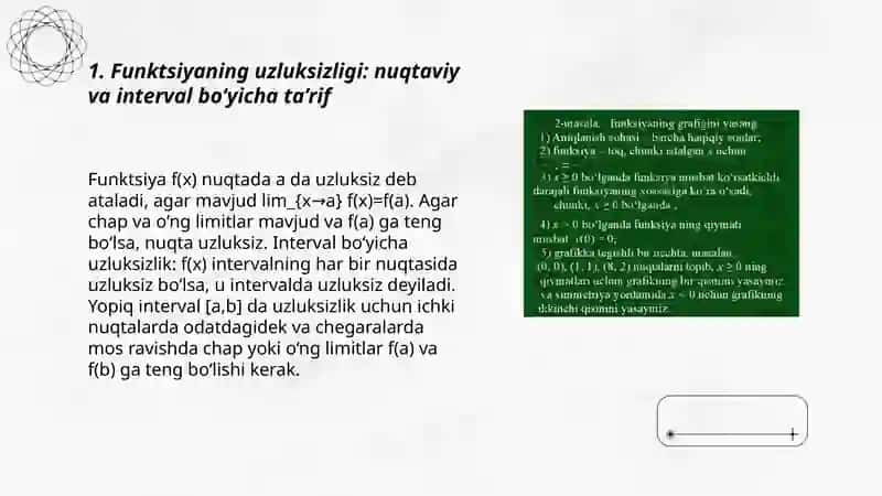 Funktsiyaning uzluksizligi va uzilish turlari 3