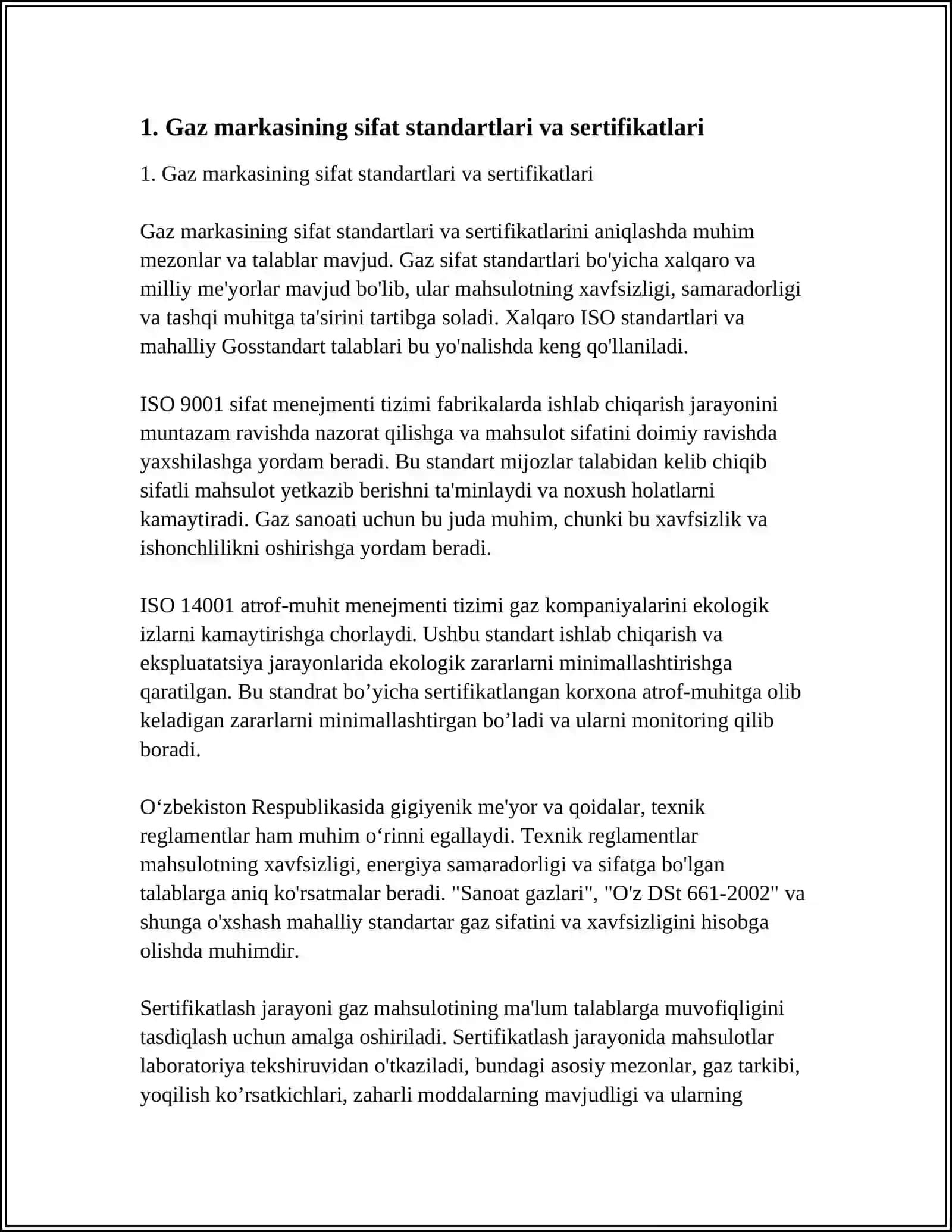 ENG SIFATLI GAZ MARKASINI ANIQLASH 3